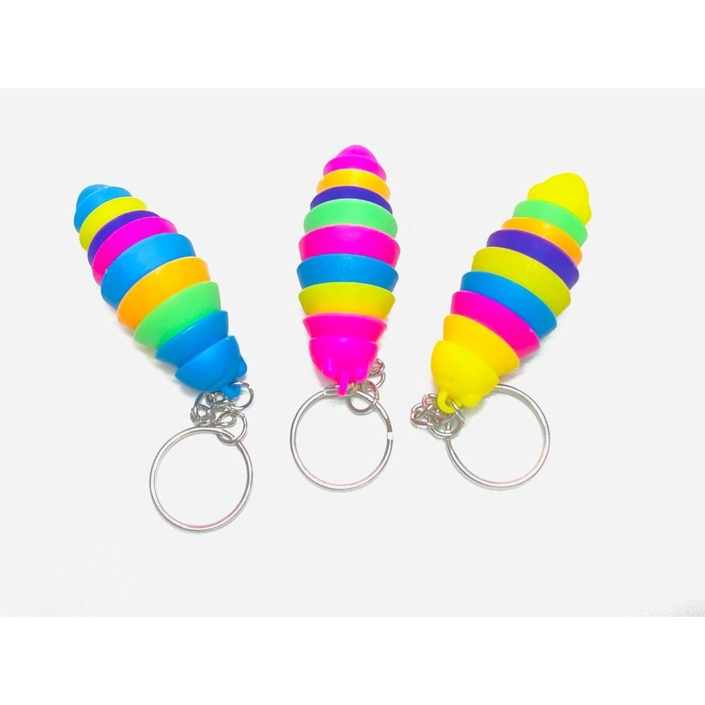 NEON 3D articulated caterpillar / slug keychain